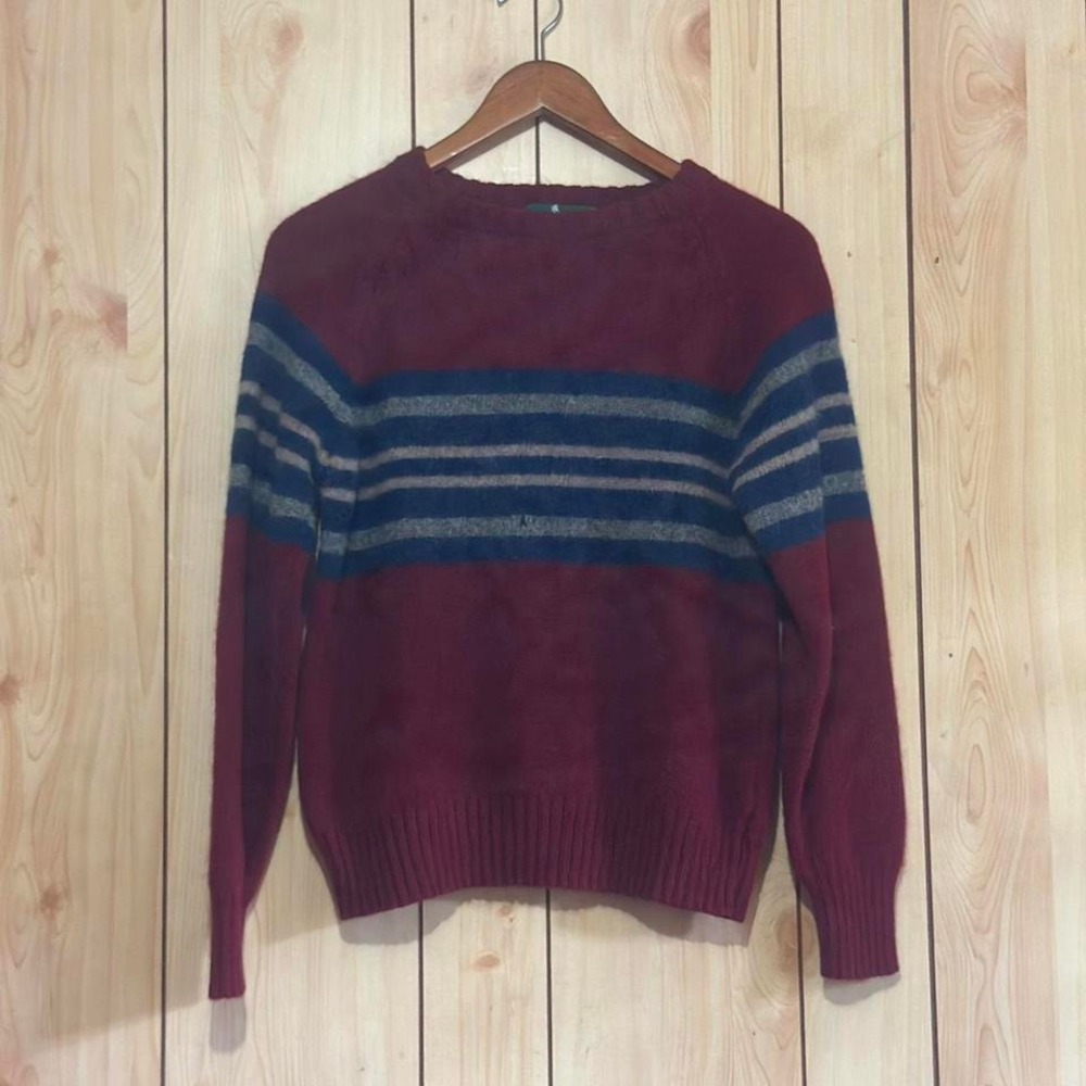 Size Large Burgundy‎ and Blue Striped Wool Sweater Hunt Club from JC Penney